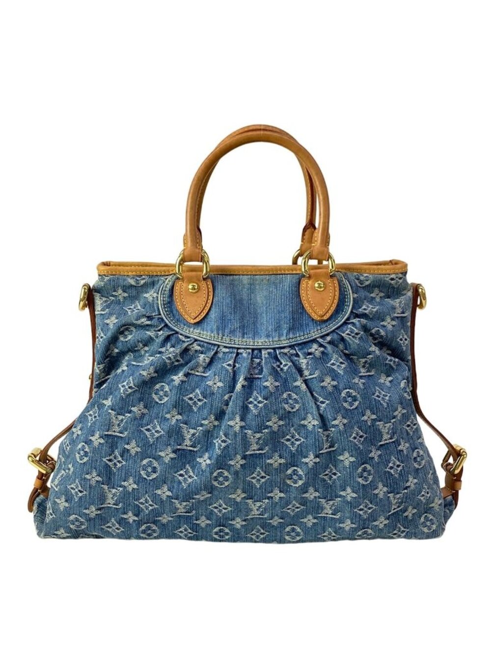 Louis Vuitton Handbag Monogram Denim Neo Cabby MM Blue Cotton